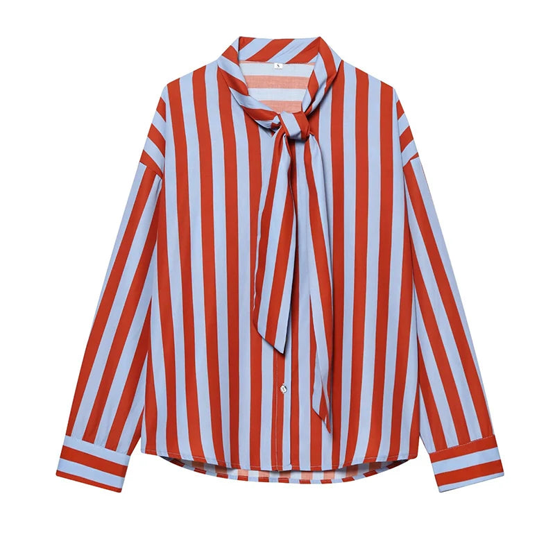 Women's New Blouses & Shirts Fashion Striped Office Loose Blouse Chic