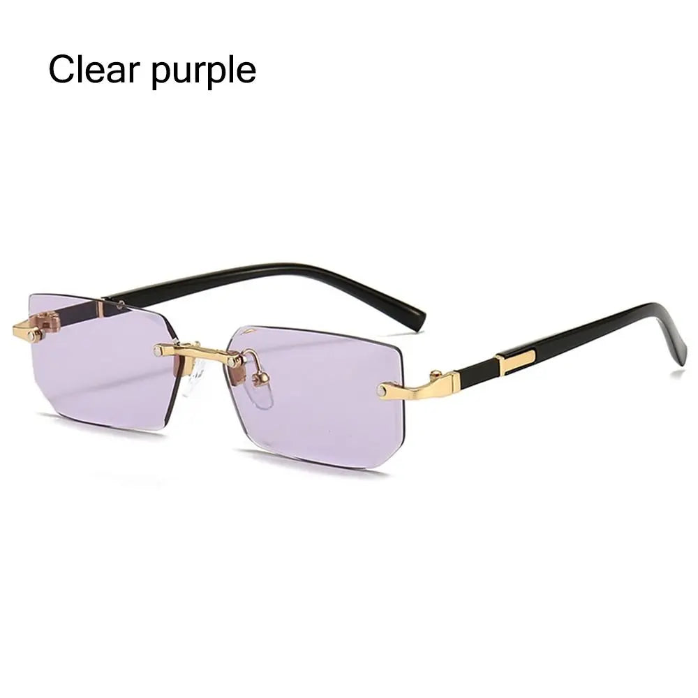 Rimless Sunglasses for Men Women Fashion Frameless Rectangle Sun Glasses