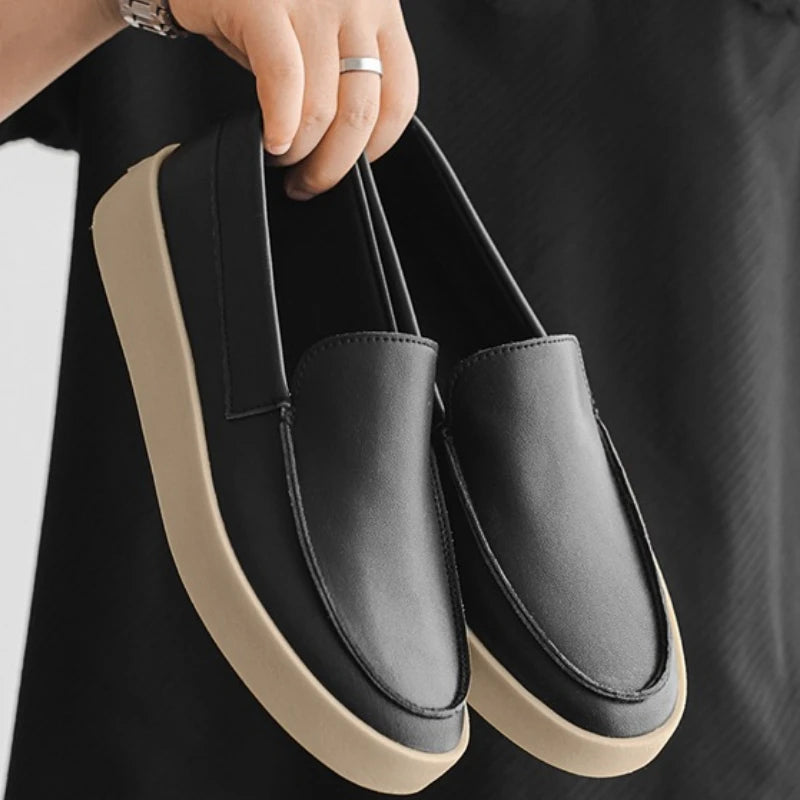 Men's Leather Shoes Formal Dresses Fashionable Flat Bottomed Walking Shoes