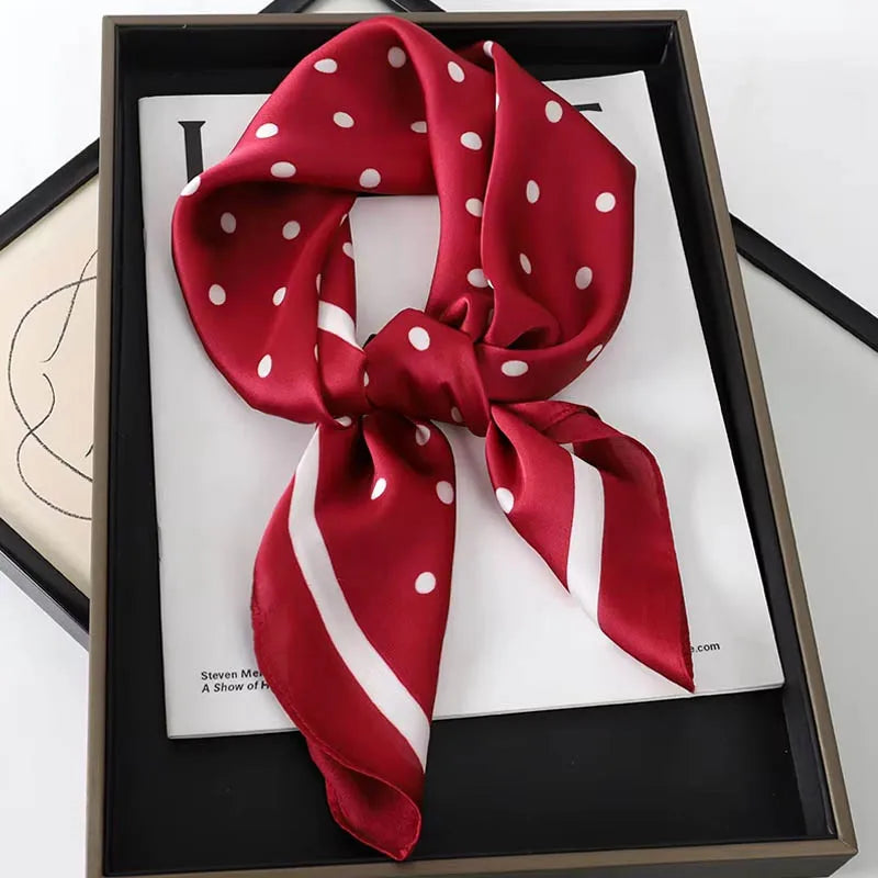 Luxury Lady Hair Dot Scarf  Silk Square Scarves