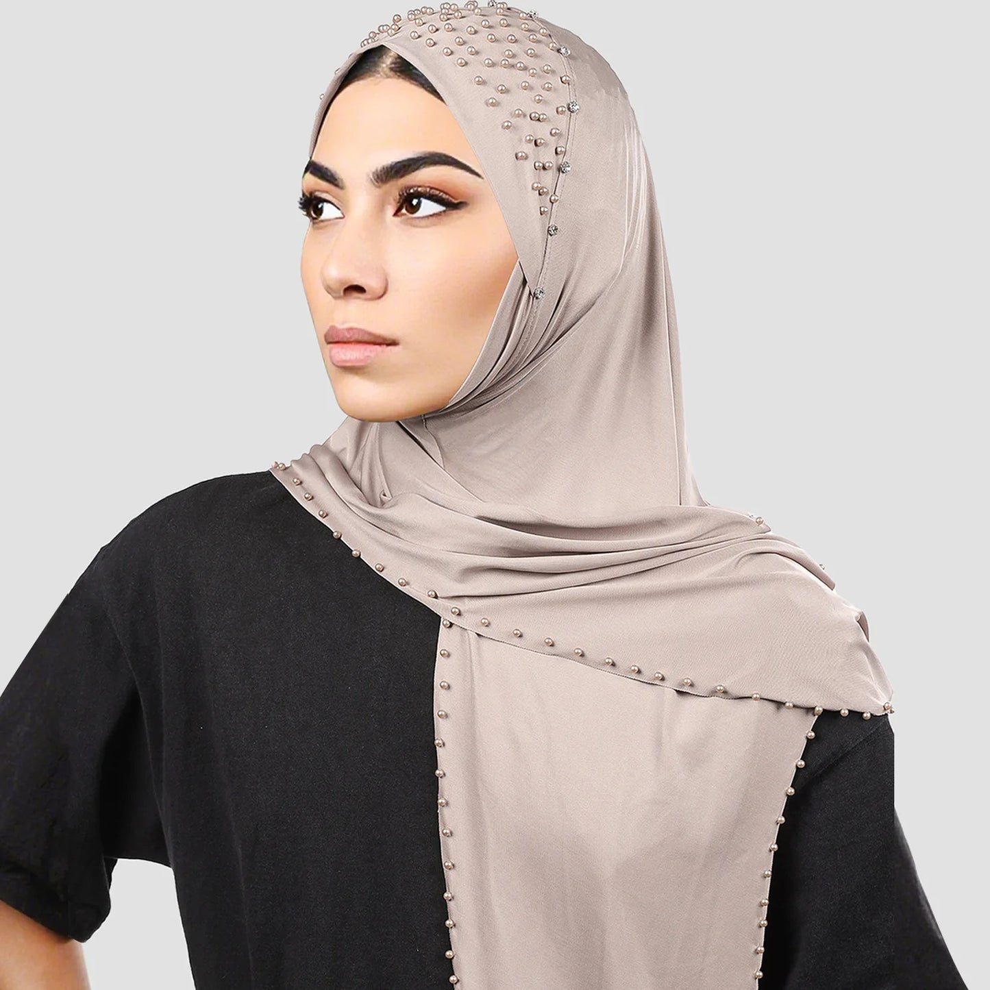 Ladies' beaded scarf, hooded elastic milk silk headband