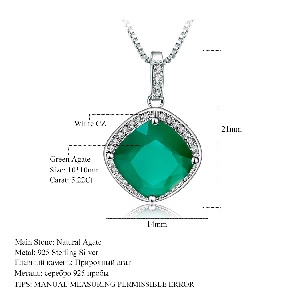 sterling silver original certified green agate stone women's jewelry set