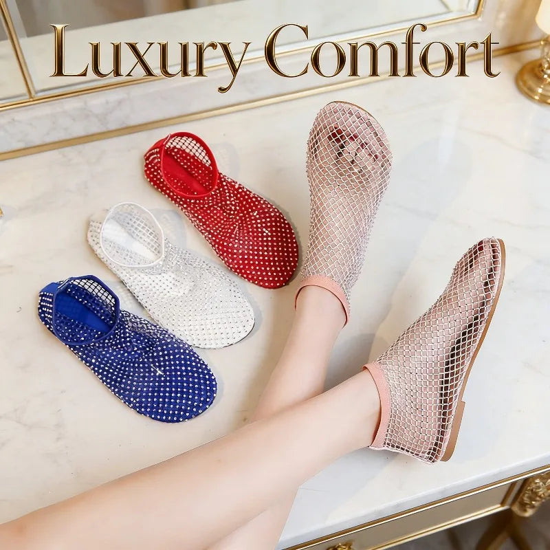 Women Summer Flats  Luxury Rhinestone  Sandals