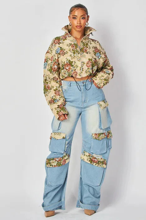Women Pant Sets Print Matching Sets High Waist Straight Jeans Tracksuit