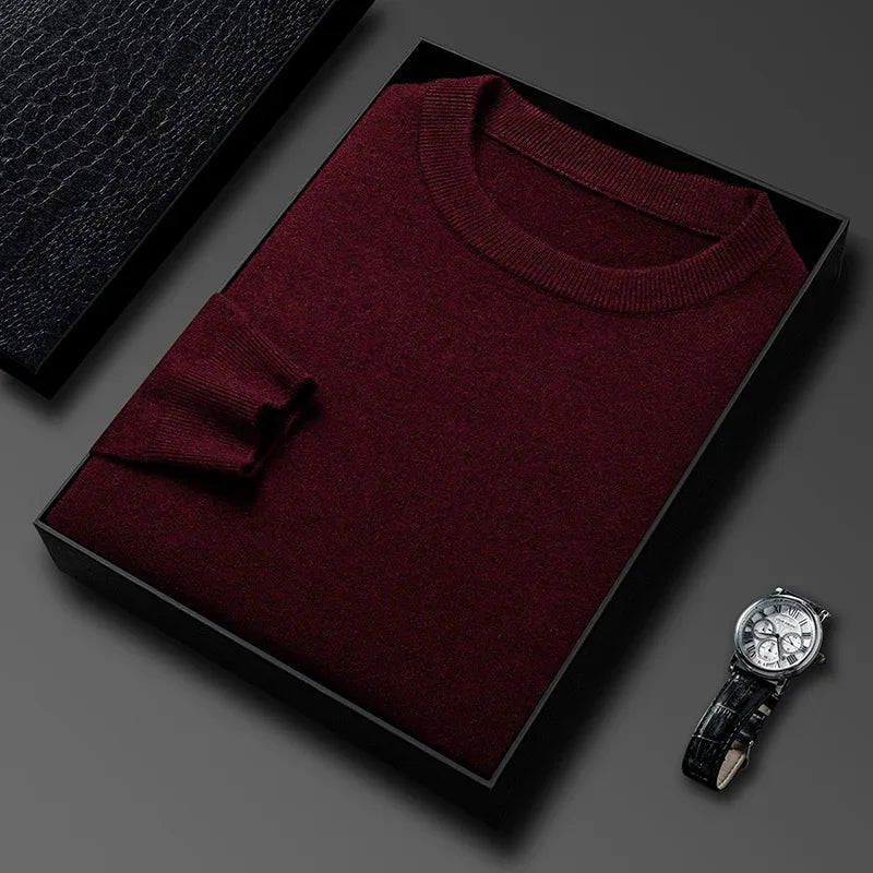 Men's Casual Sweater Round Neck Long Sleeve Knitted Sweater