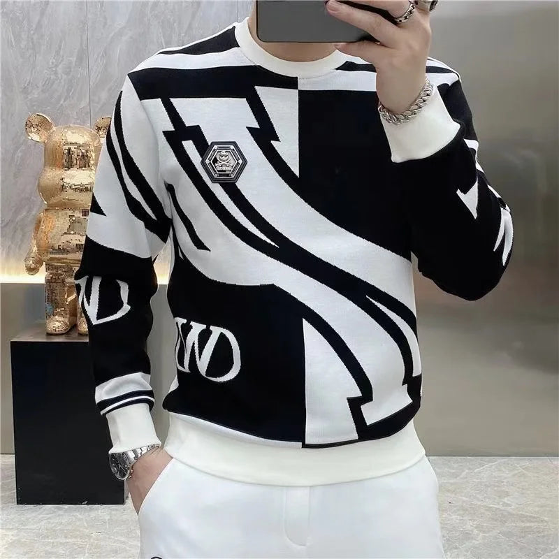 Men Sweatshirt Round Neck Long Sleeve
