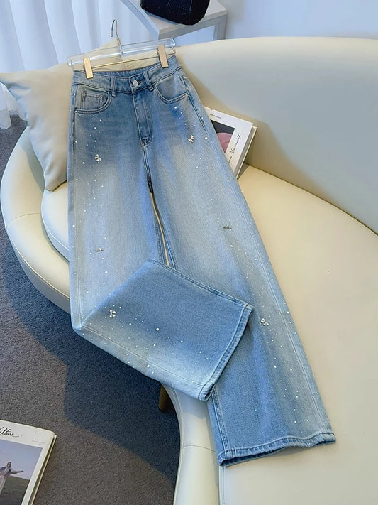 High Waist Straight Leg Jeans Women's Slim Fit  Denim