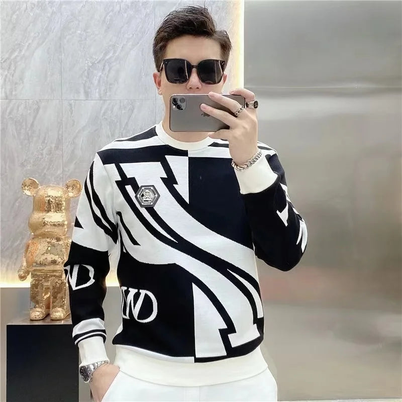 Men Sweatshirt Round Neck Long Sleeve