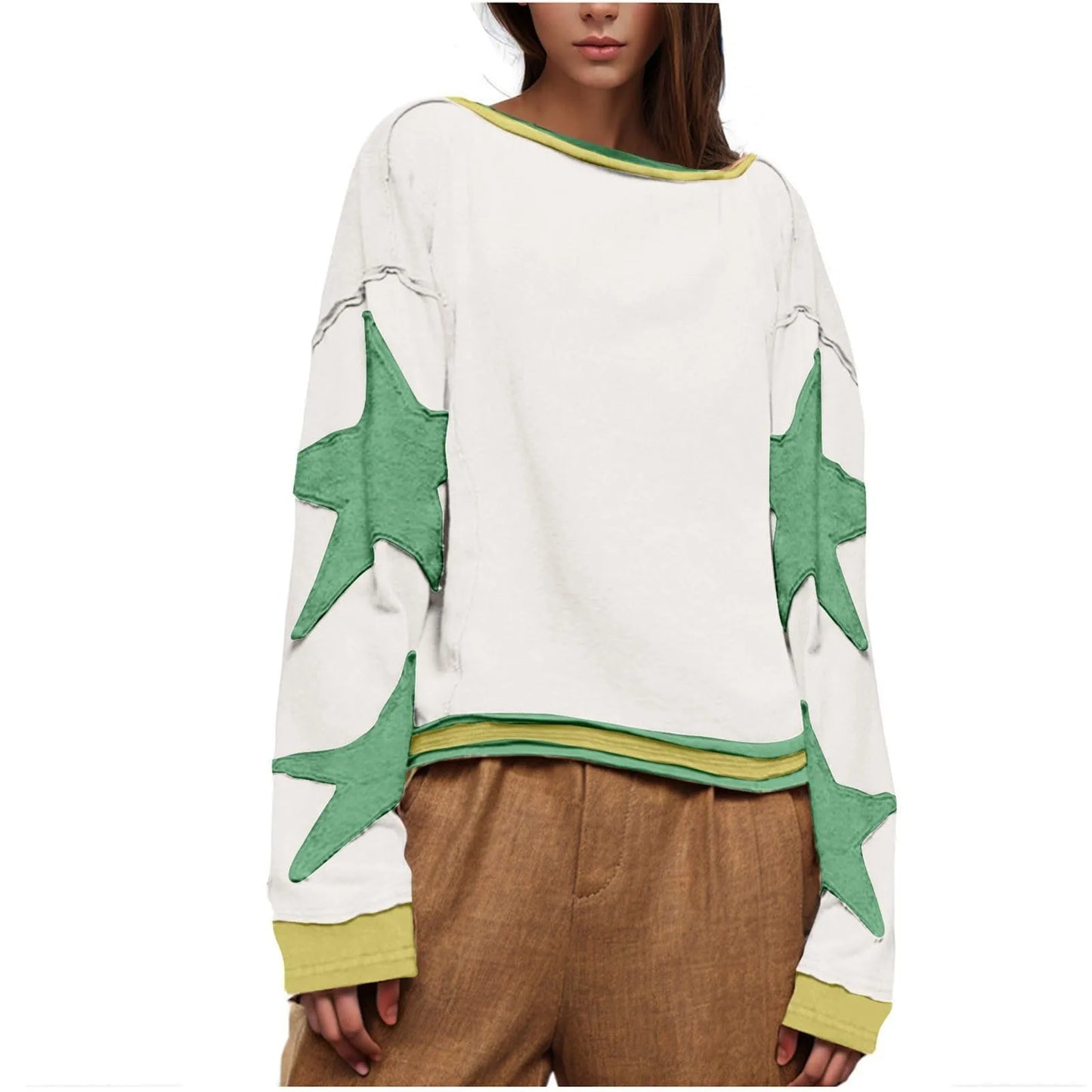 Women's Oversized Sweatshirt Graphic Sweater Long Sleeve Round Shirt Tops