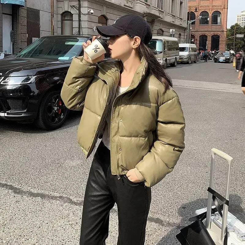 Loose Casual Parkas Woman Solid Color Winter Coat