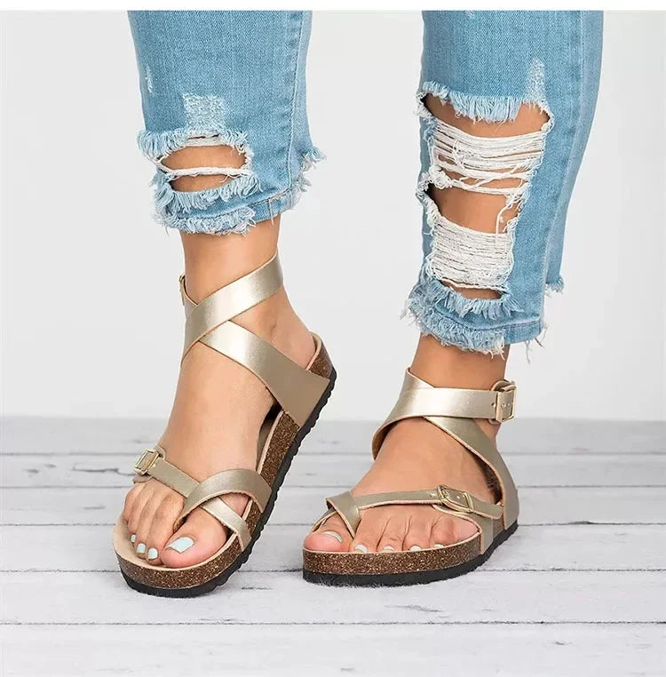 Women's Sandals  Buckle Strap Ladies Shoes Ankle Calf Straps
