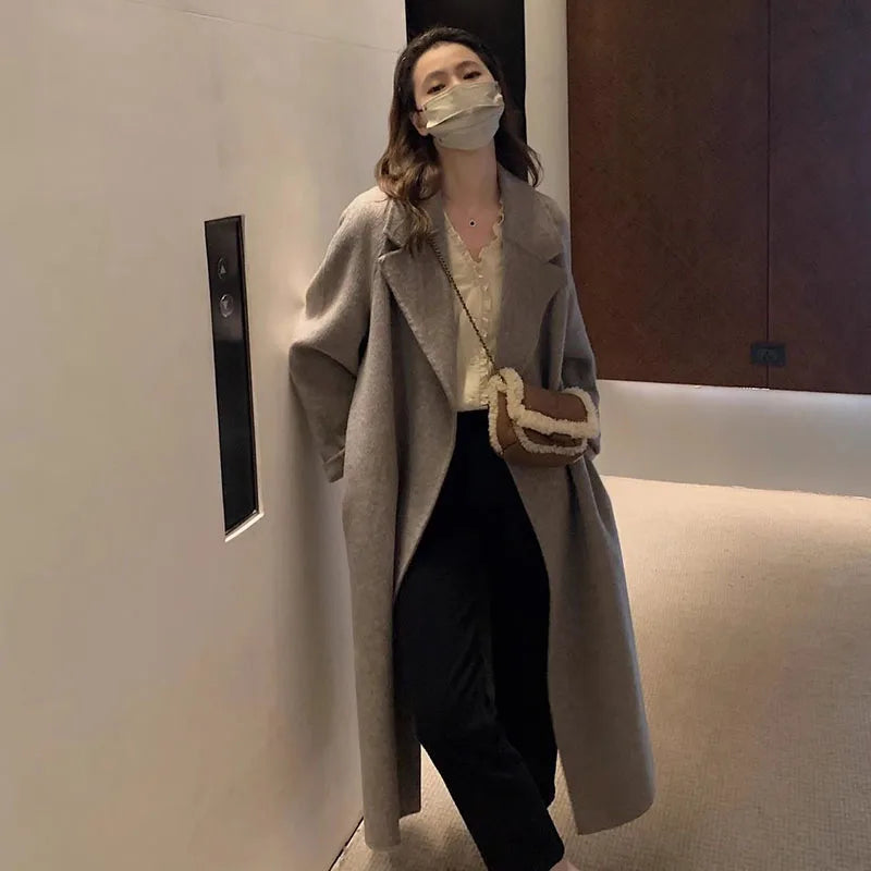 Women's Overcoat Loose Medium Long Double-sided Woolen Trenchcoat