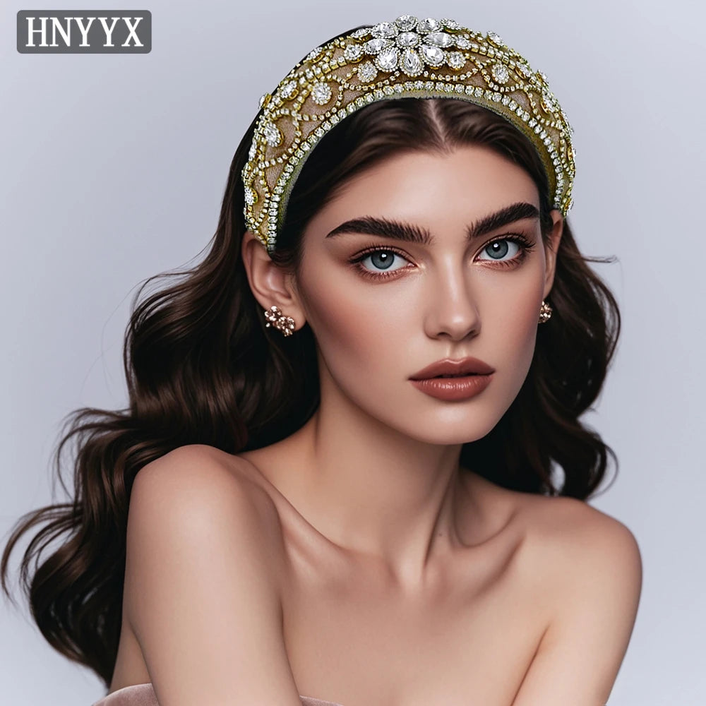 Baroque Rhinestone Hair Accessories Thickened Sponge Headband
