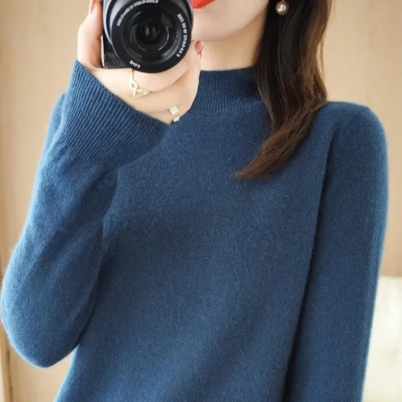 Women's Solid Long Sleeve Pullovers Knitwear