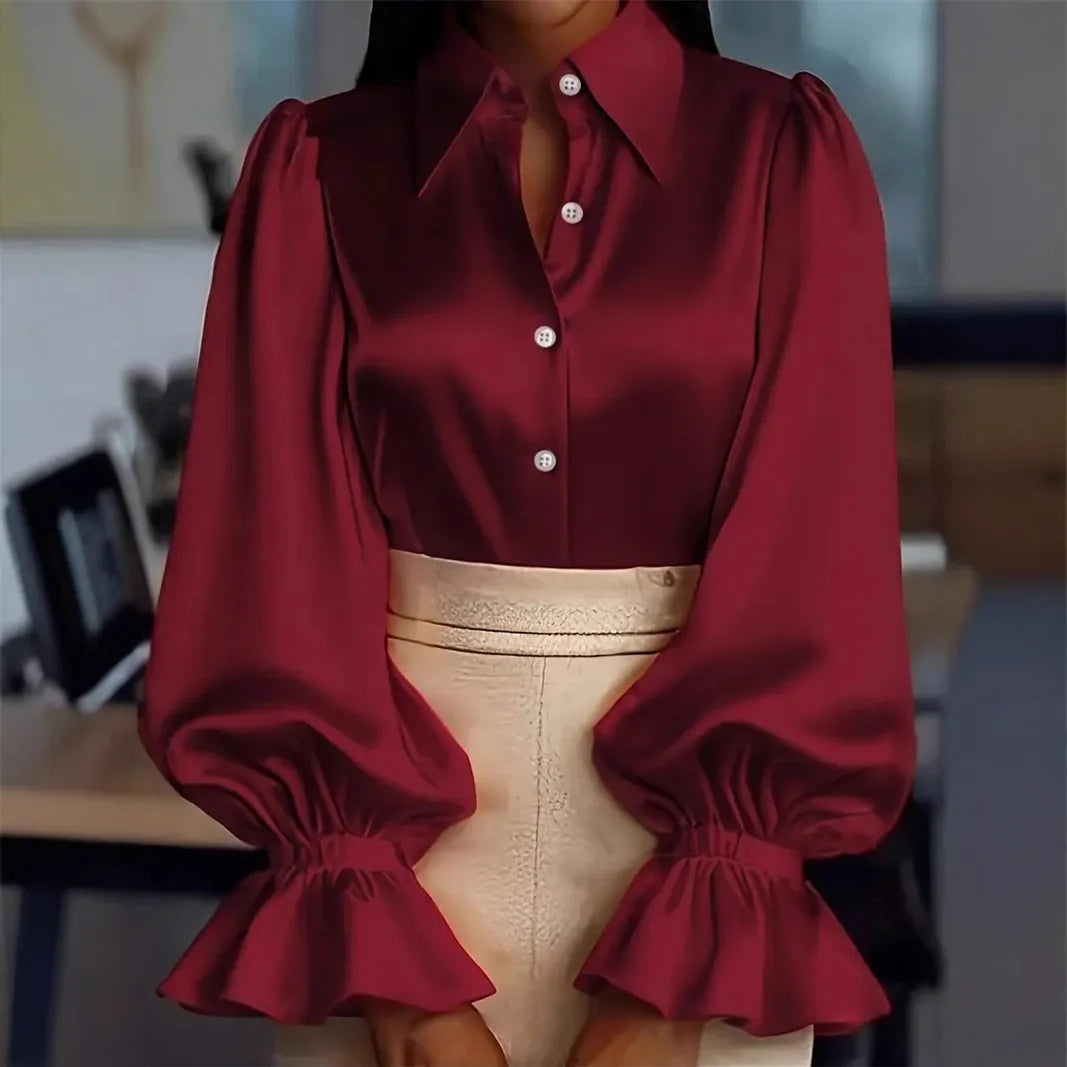 Long Sleeve Blouse Office Elegant Work Shirt