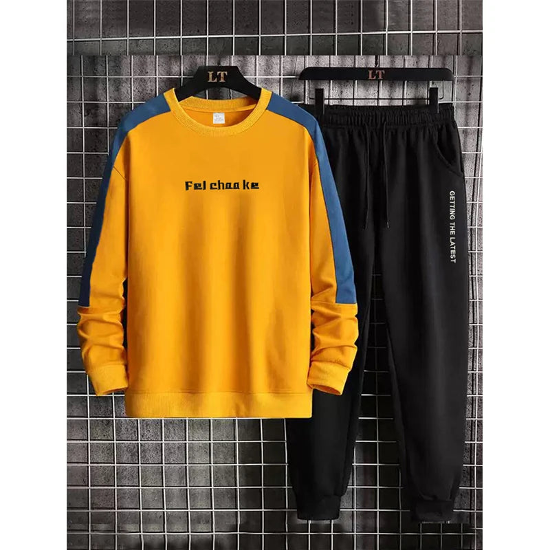 Men's Outdoor Sports Leisure 2PCS Sports Set Long Sleeve Hoodie