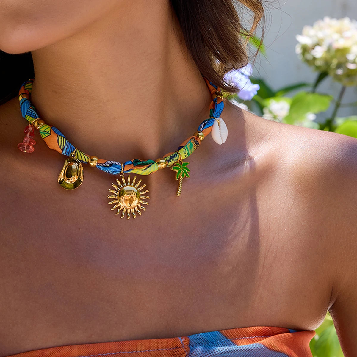 Zora Holiday Style Multi-charm Scarf Necklace