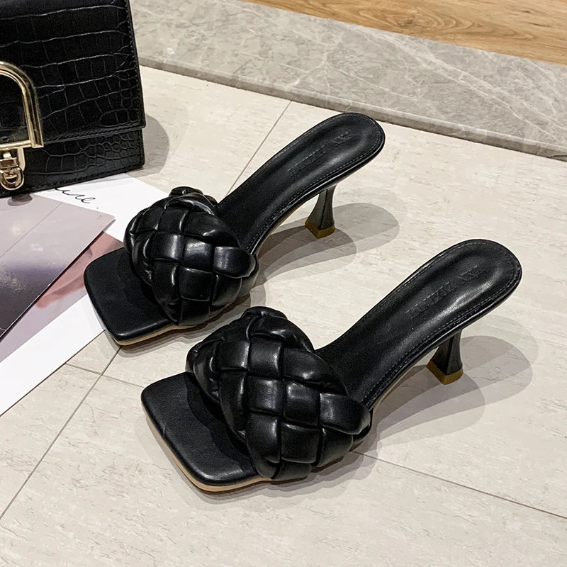 Women  Summer Slides High Quality Weave Open Toe Flat Casual Slipper