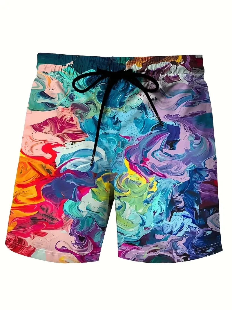 Men's Beach Pants Red Dragon 3D Printed