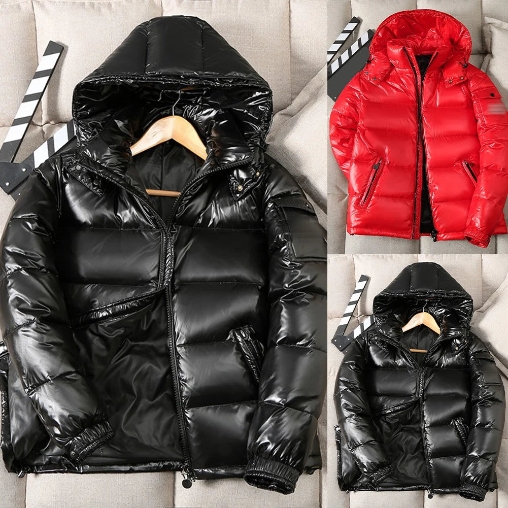 Women Puffer Parka Jacket with Hooded Standup Collar