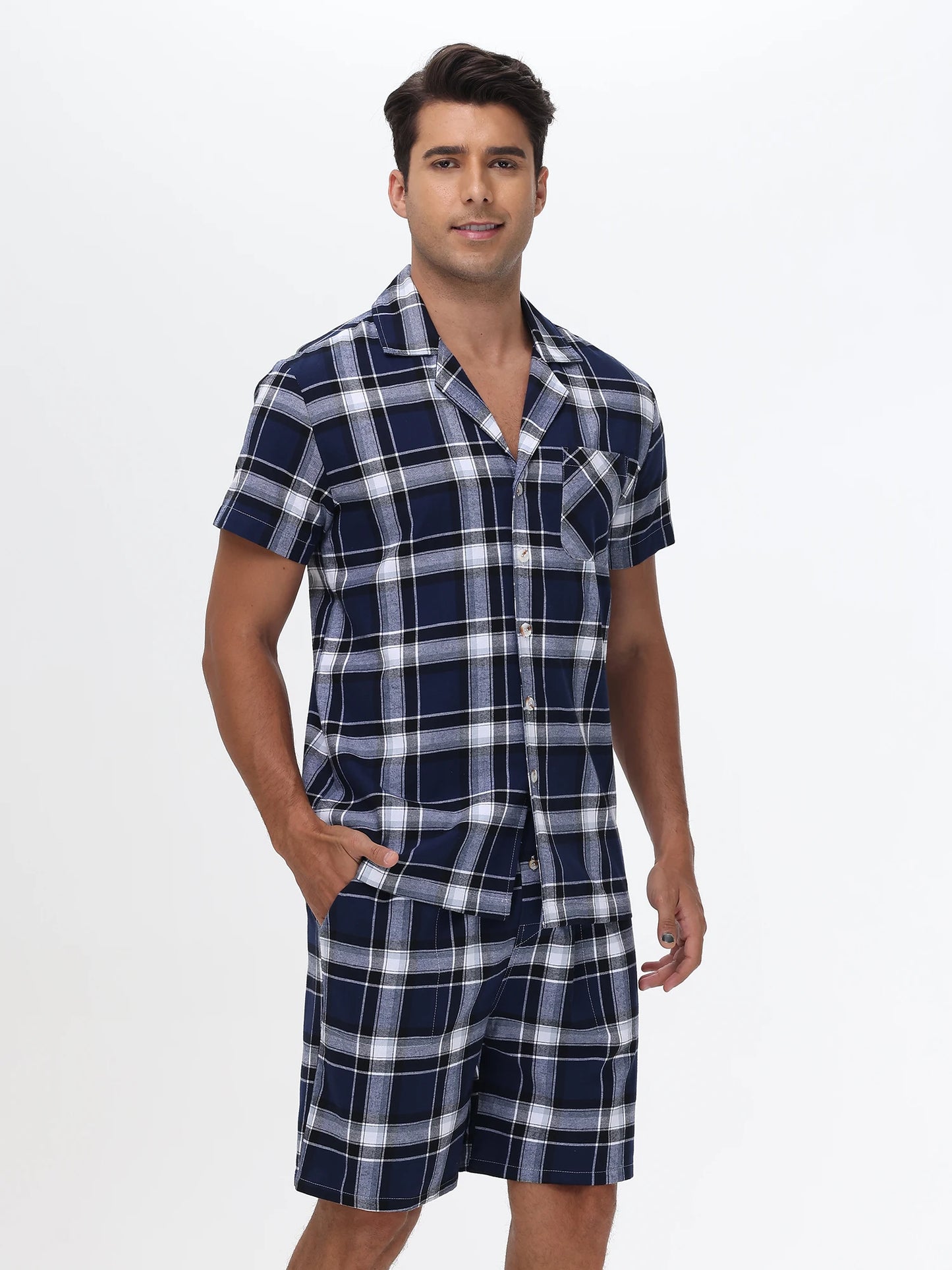 Men Summer Short Pajama Set Breathable Crop Pajama Short Sets Bottoms & Tops