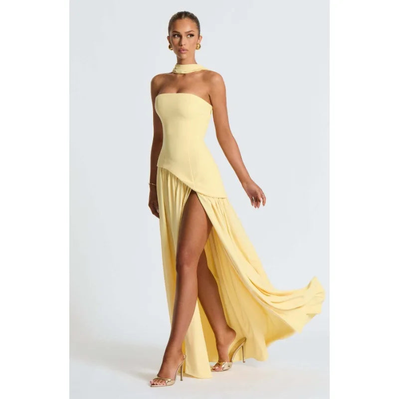Sheath Solid Color Split Dress Sexy Backless High Split Skirt Women's Clothing