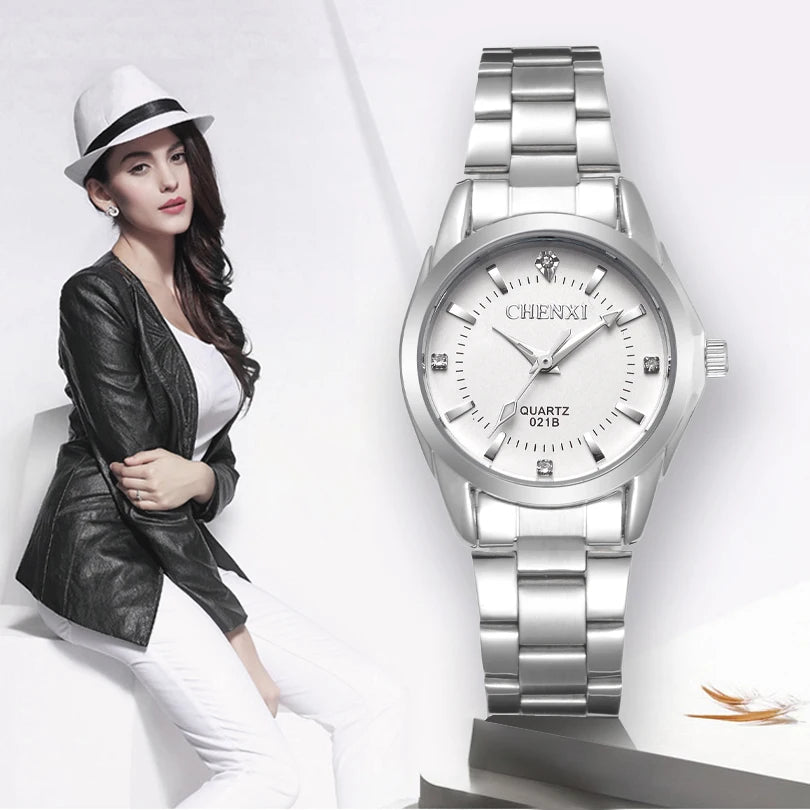 Luxury Stainless Steel Wristwatches Analog Luminous Quartz Clock Watch