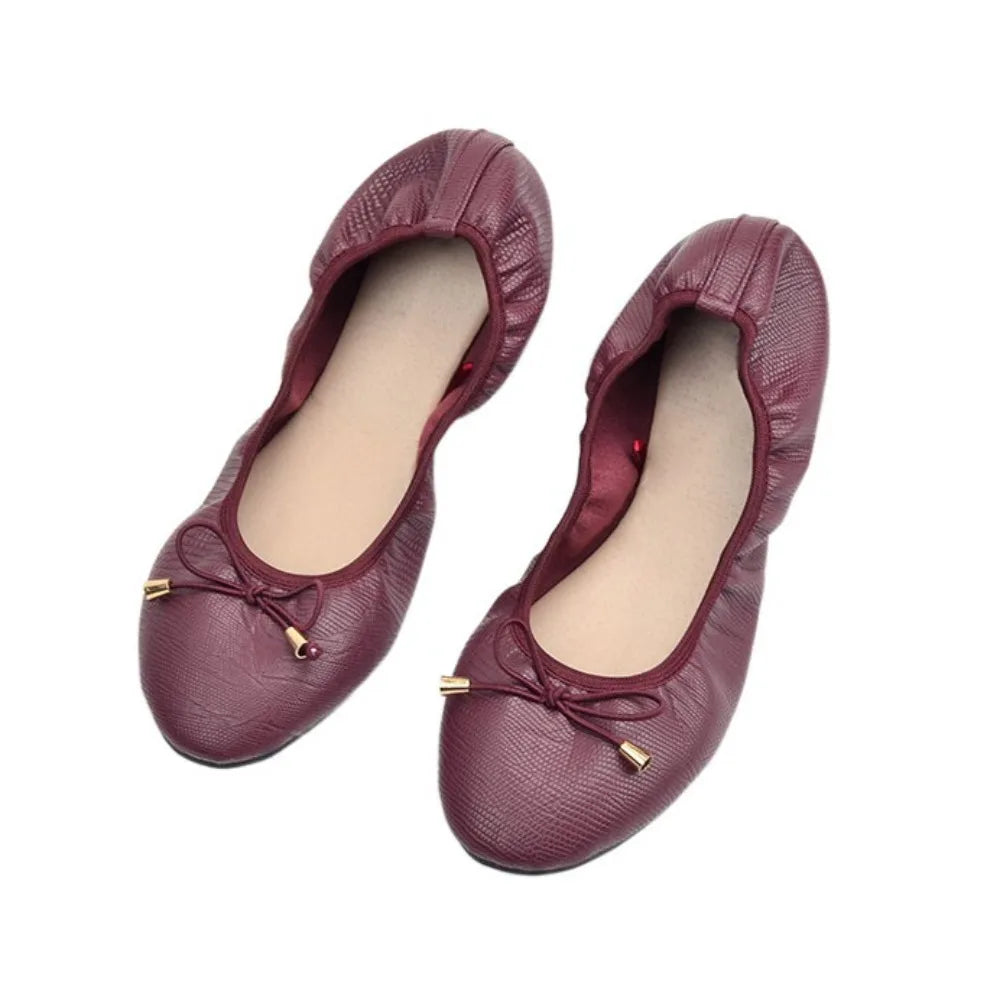 Fashion Shallow Mouth Ballet Shoes Bowknot Thread Ballet Flats