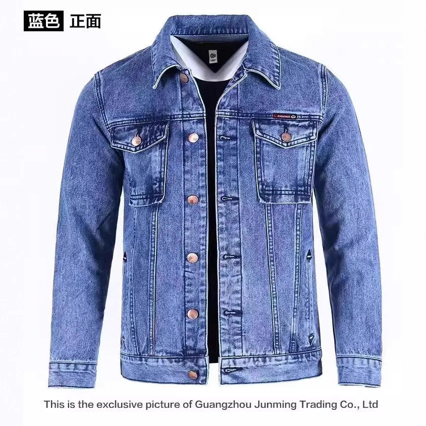 Heavy Denim Men Workwear Coat   Classic outdoor  Button Cow Boy Coat