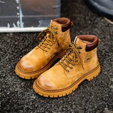 Men's high top boots outdoor work shoes anti slip and comfortable yellow boots