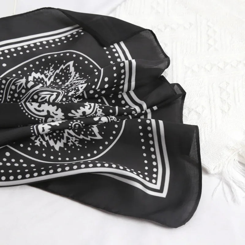 70cm Paisley Printed Hijab Scarf Satin Bandana Head Scarfs