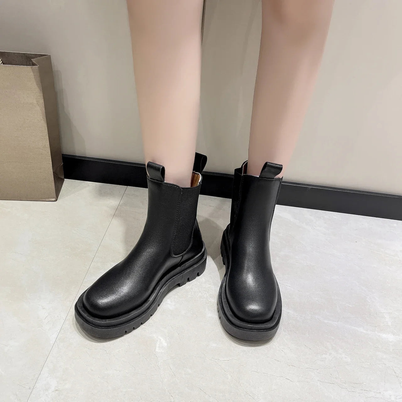 Women Boots Hot Luxury Thick Sole Chelsea Boots