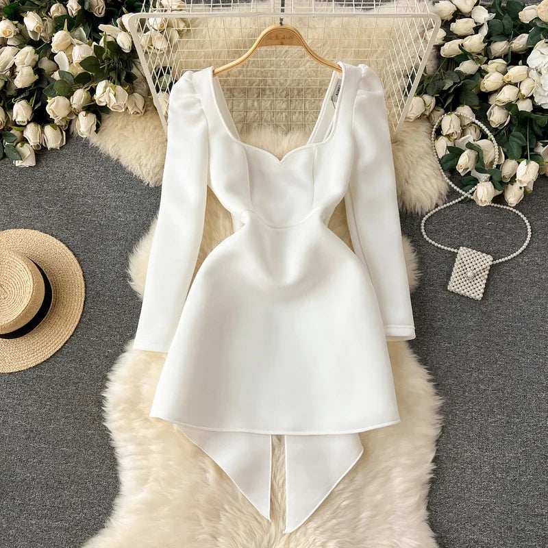 White Wedding Dress For Women Hollowed Out Backless Short Dresses