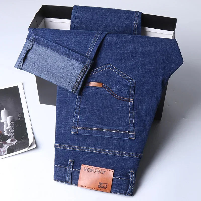 Men Fashion Straight Jeans Slim Fit