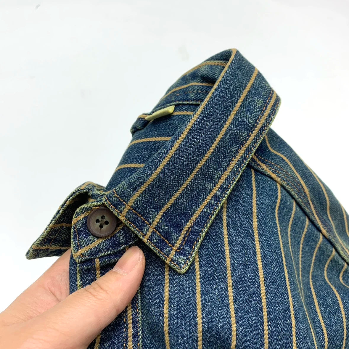 Retro Heavyweight Striped Denim Shirt Jacket