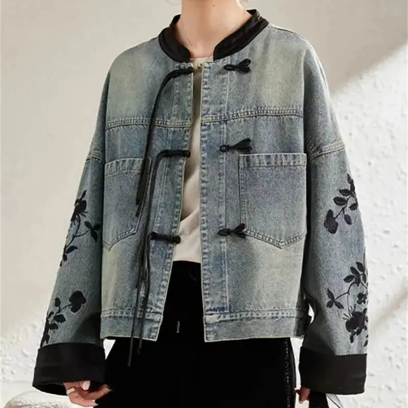Denim Jacket For Women  Embroidered Style Versatile Denim