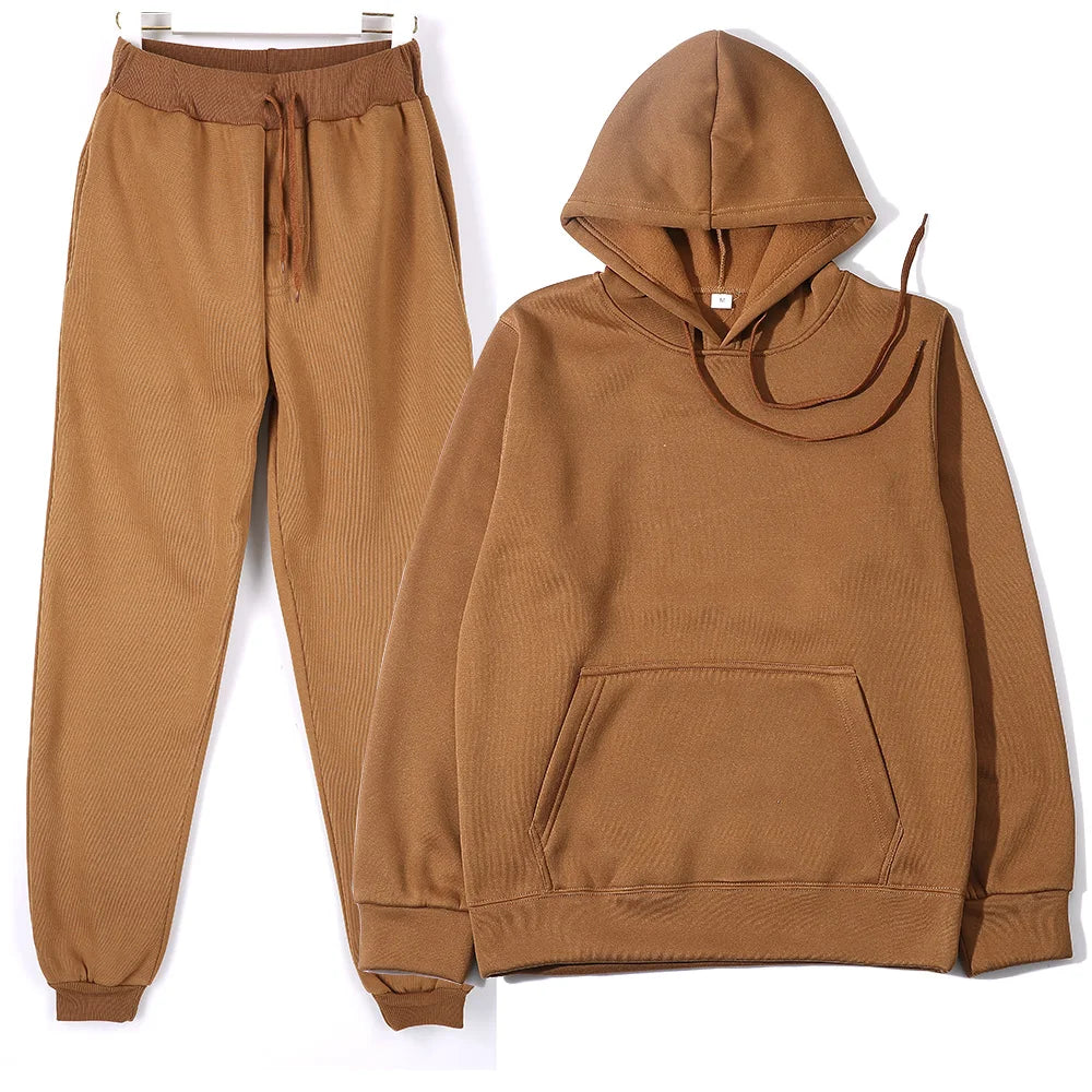 New Solid Color Hoodie+pants Two-piece set