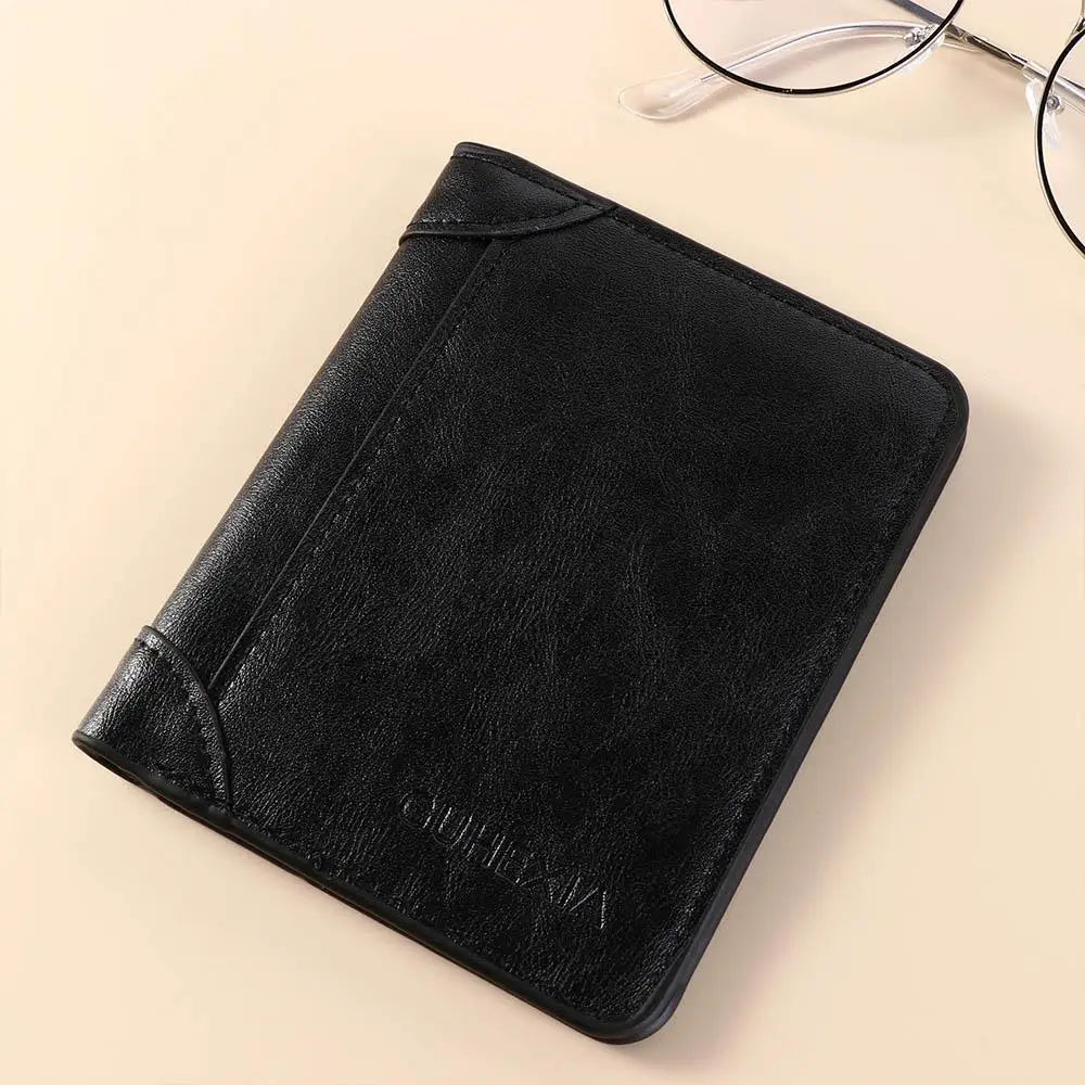 Leather 2 Fold Wallets Urban Recreational Style Solid Color