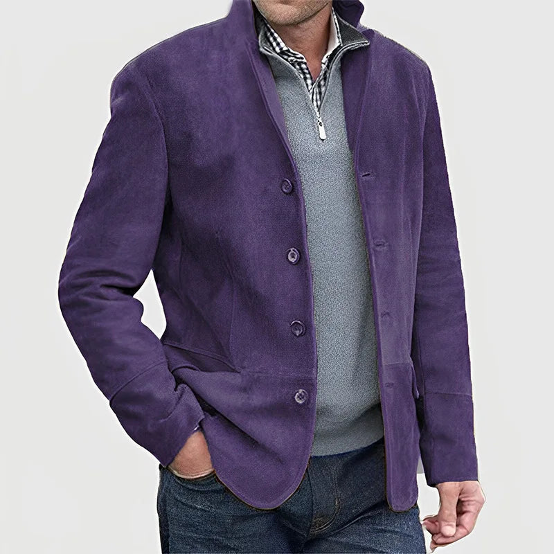 Men Jackets Turn Down Collar Full Sleeve Single Breasted Jacket