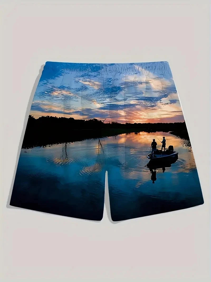Men's Beach Pants Red Dragon 3D Printed