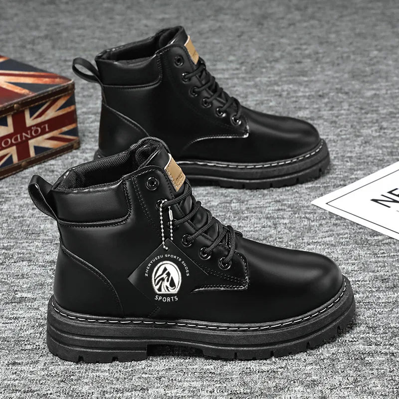 High Top Boots Men's Leather Shoes