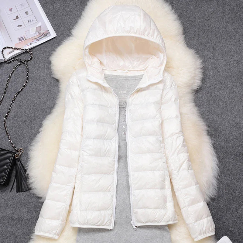 Women Puffer Jacket Ultra Light Weight Packable Hooded Down Coats
