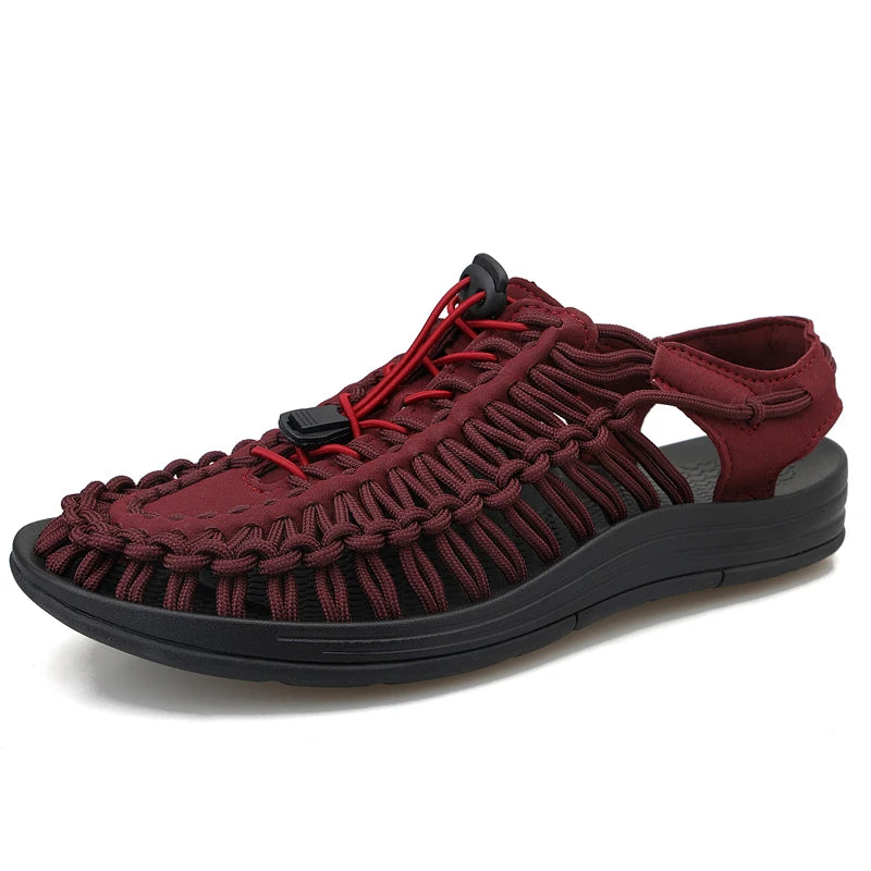 Men Sandals Summer Weave Shoes  Outdoor Breathable Comfort Slip On