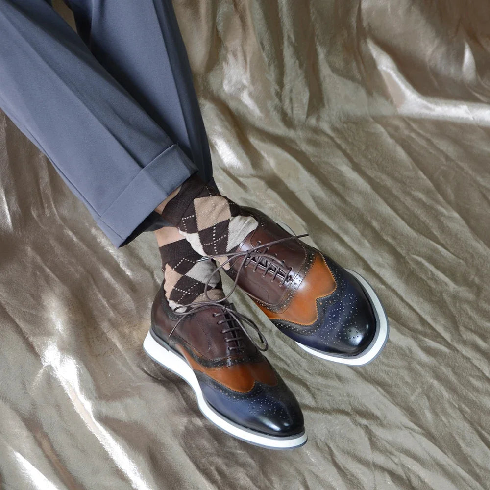 Men's Dress Sneakers Genuine Leather Italian Casual Formal Shoes