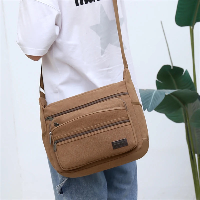 Men's Canvas Shoulder Bag Casual Travel Crossbody Bags