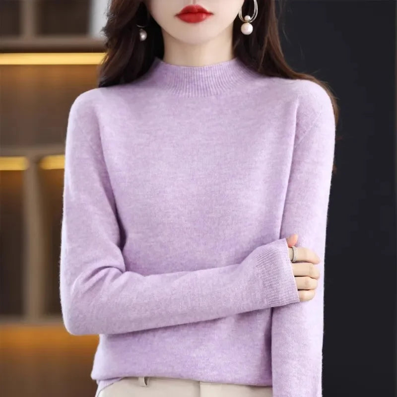Women's Solid Long Sleeve Pullovers Knitwear