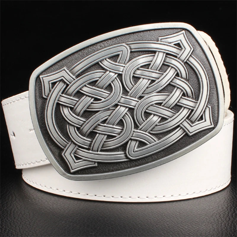 Fashion Leather Belts Big Metal Buckle Celtic Knot