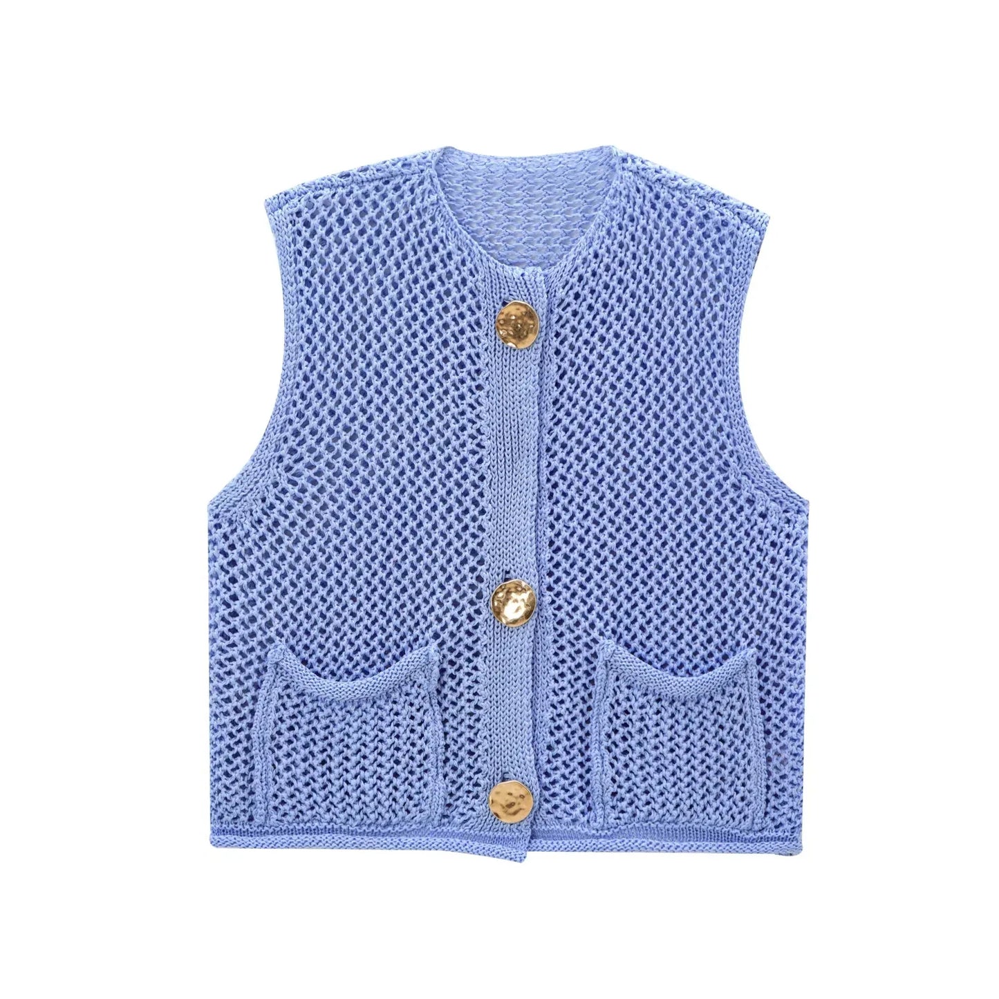 Women Fashion Sleeveless Coarse Needle Knitting Vest Sweater