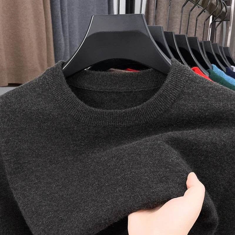 Men's Casual Sweater Round Neck Long Sleeve Knitted Sweater