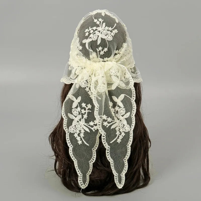 Fashion Ins Lace Hair Scarf Women Retro Triangle hair Bands